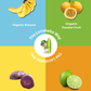 Clean Label Organic Ingredient infographic with organic banana organic passion fruit organic purple sweet potato and organic lime The Loco Bebe Way