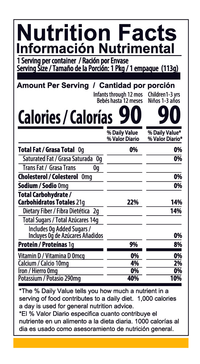 Loco Bebe Organic Banana Mango Baby Food Nutritional Facts Information